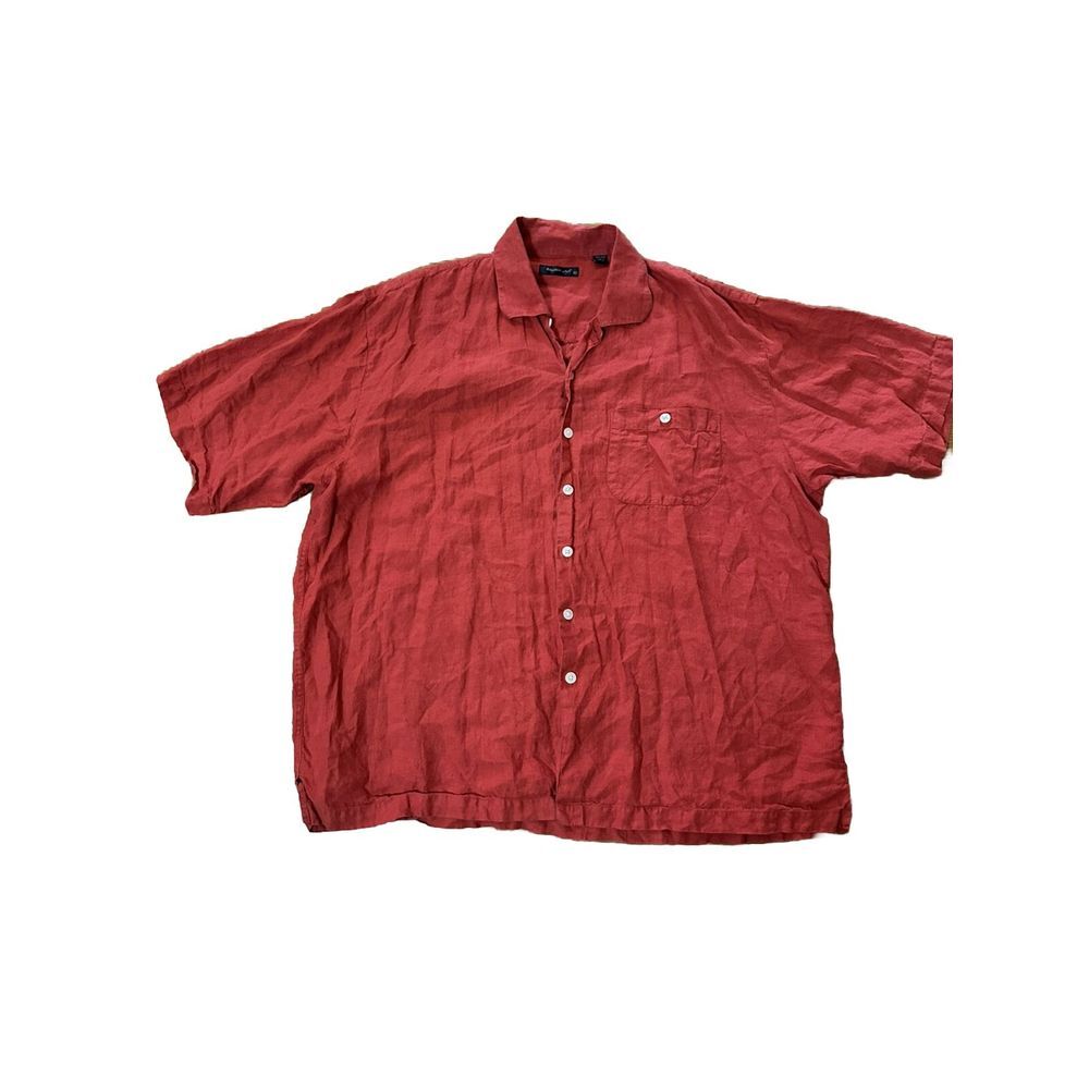 Windsor Lake Mens‎  ShortSleeve Button Up Shirt Sz XXL 100 % Linen